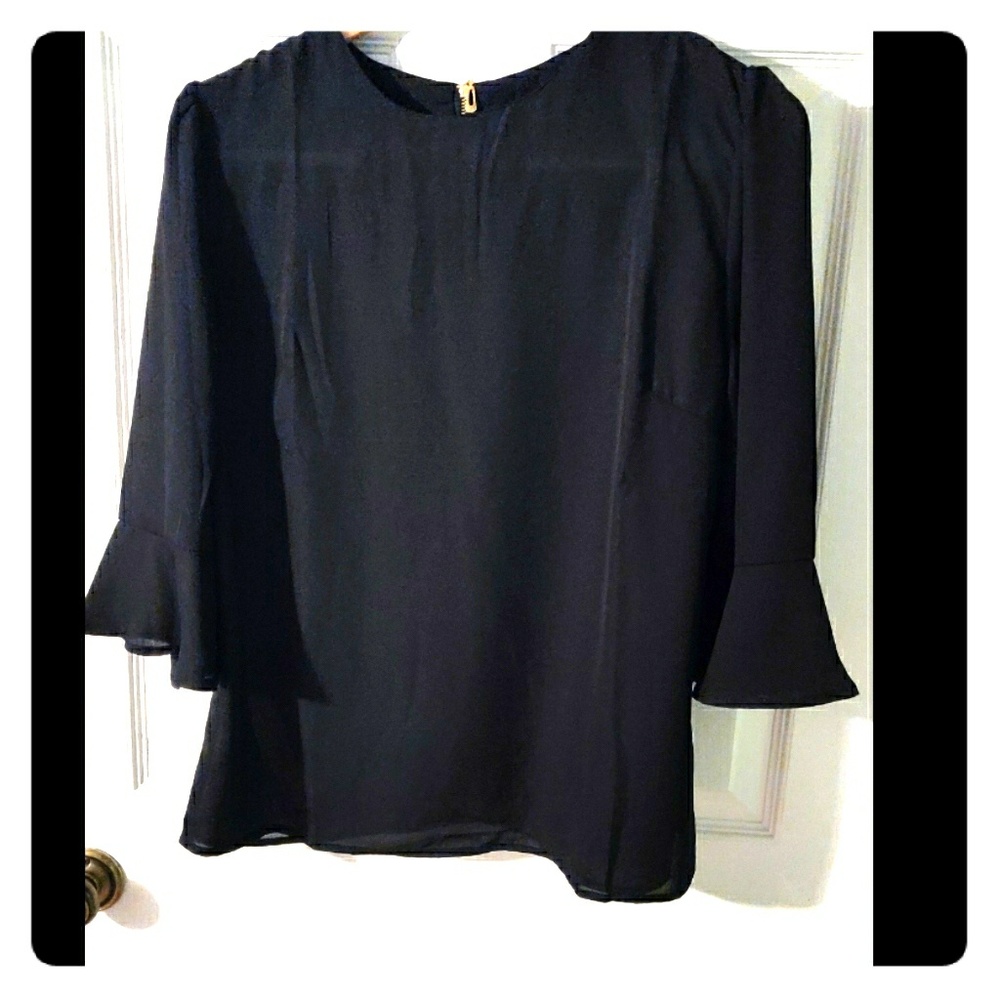 Blouse - black with bell sleeve